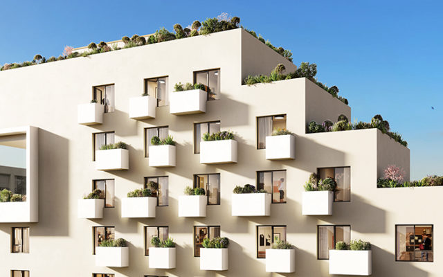 Façade végétalisée de la résidence étudiante Cours 36 à Marseille 6e, logements meublés LMNP