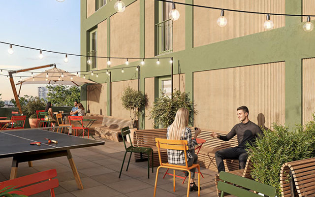 Terrasse commune de la résidence étudiante Le Winston à Tours, logements meublés LMNP